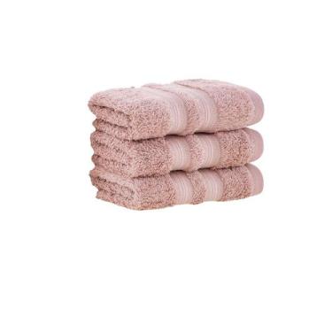 Imagem de Kit 3x Toalha Lavabo 100% Algodão Egípcio Rosa Buddemeyer