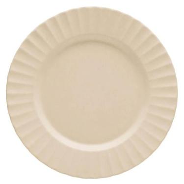 Imagem de Conjunto 12 Pratos para Sobremesa 20cm Melamina Bege Gerbera Lyor Serv