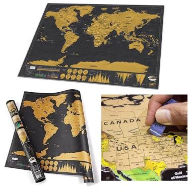Imagem de Mapa Mundi para Raspar Mapa do Mundo Grande 80 x 60 cm - Yaay