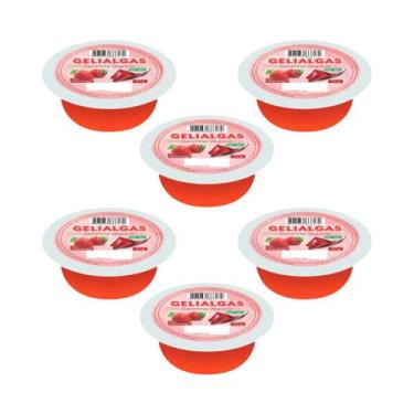 Imagem de Kit 6 Un Gelatinas De Morango Vegana Gelialgas C/ 70 GR
