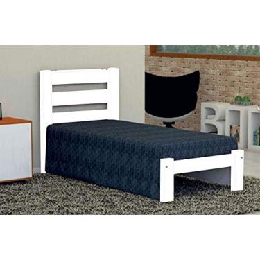 Imagem de Cama de Solteiro Londres de Madeira Maciça Angelim Pedra/Tauari - Cor Branco