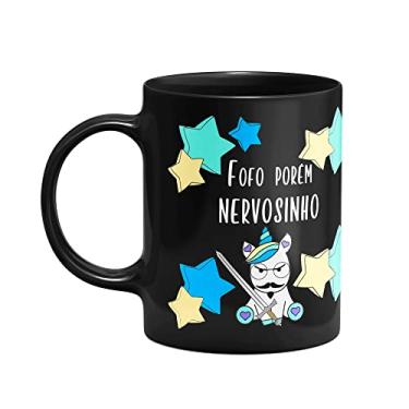 Imagem de Caneca Divertida Preta - Fofo porém nervosinho! Unicórnio