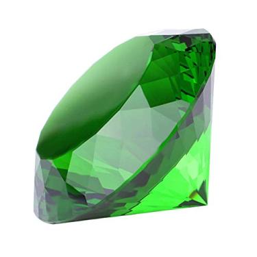 Imagem de Decoração em forma de diamante de vidro cristal 60 mm joia peso em papel, ideia de decoração de presente para o Natal, Ação de Graças e aniversário, Verde