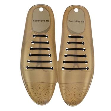 Imagem de CUTICATE 12 x Easy No Tie Cadarços Elásticos Infantil Adulto Tênis Oxfords Vestido Sapatos Cordas Cordão Redondo, Preto, as described