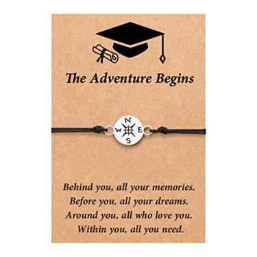 Imagem de Tarsus Presentes de formatura 2024 Pulseiras de bússola para mulheres e homens, para ela, 5ª série, 8ª série, ensino médio, ensino médio, faculdade, mestrado, doutorado, 9 inches, Metal, Ágata
