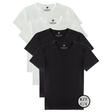 Imagem de Kit 4 Camisetas Básicas Masculinas Confort Fit 100% Algodão - Gröve