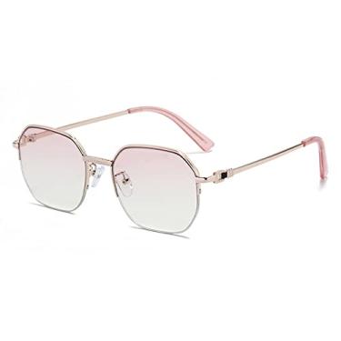 Imagem de Óculos de Sol Quadrado Meia Armação Masculina Moda Metal Design Luxo Óculos para Mulheres Óculos Masculinos, C21 Prata Rosa, A