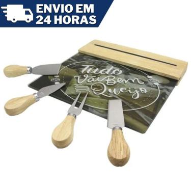 Imagem de Conjunto Para Queijo 5 Peças Tábua + 4 Facas Clink