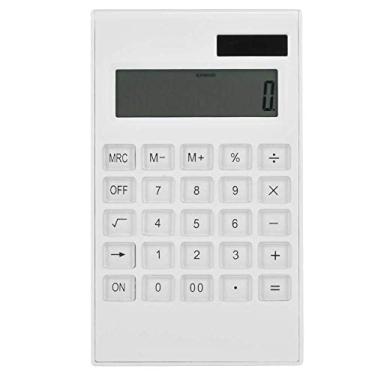 Imagem de Solar Desktop Calculator,Student Scientific Desktop Calculadora de 12 d¨ªgitos branca de energia solar e bateria dupla com bot?o de cristal (18,8 x 11,1 x 1,7 cm/7,4 x 4,37 x 0,67 polegadas), Cal