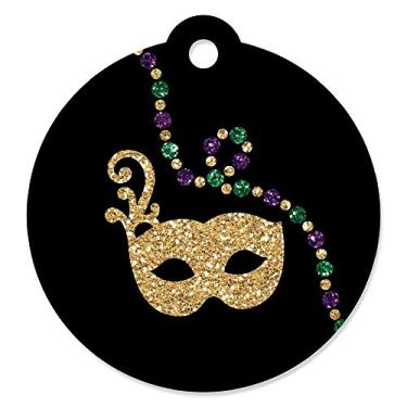 Imagem de Mardi Gras - Etiquetas de presente para lembrancinhas de baile de máscaras (conjunto com 20)