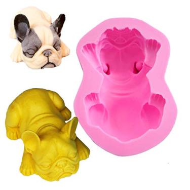 Imagem de Fewo molde de silicone para buldogue francês em 3D para decoração de bolos de chocolate e sabonete, loção de sabonete, barra de cera, giz de cera, gesso, gesso, argila de polímero