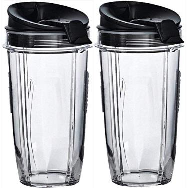 Imagem de Copo Ninja de 680 g com tampa de substituição Sip & Seal para liquidificador BL450 BL454 Auto-iQ BL480 BL480 BL481 BL482 BL687 (pacote com 2)