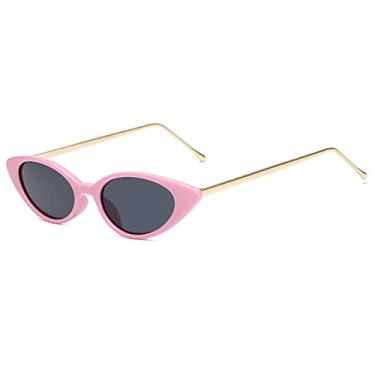 Imagem de Óculos de sol pequeno olho de gato feminino designer de moda feminino óculos de sol na moda óculos de sol feminino verde leopardo tons retrô UV400, rosa cinza, tamanho único