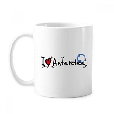 Imagem de I Love Antártica Word Flag Love Heart Illustration Mug Cerâmica Coffee Porcelain Cup Tableware
