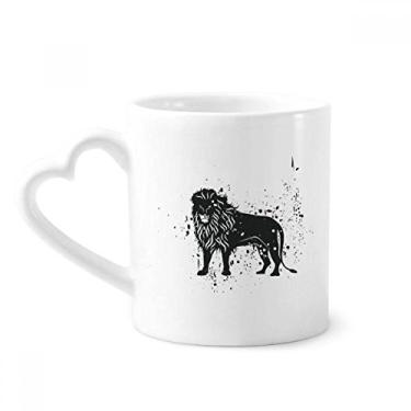 Imagem de Leão mexicano simples caneca preta e branca café cerâmica copo de coração de vidro