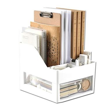 Imagem de KIZQYN Estante criativa de mesa de livros, preço de armazenamento de arquivos, prateleira de armazenamento de mesa, estante de gaveta multicamadas (cor: ouro)