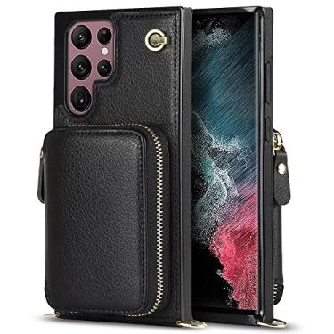 Imagem de Carteira de luxo com estojo de couro para Samsung Galaxy S22 Ultra S21FE S20 S10 S9 Plus Note 20 Ultra 10 Pro 9 Capa protetora de mochila, preta, para Samsung S20 Plus