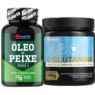 Imagem de Kit Glutamina Pura 250G + Omega 3 75 Caps Growth Supplements