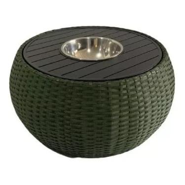 Imagem de DETALHES DE VARANDA MESA BÚZIOS/VIENA (CENTRO) TAMPO ALUMÍNIO PRATA COM CHAMPANHEIRA