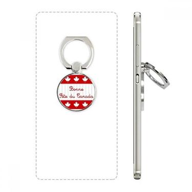 Imagem de Maple Leaf Suporte de anel de telefone com slogan vermelho Happy Canada Day Suporte ajustável