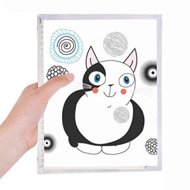 Imagem de Caderno com desenho de gato fofo e gordo com folhas soltas e diário recarregável
