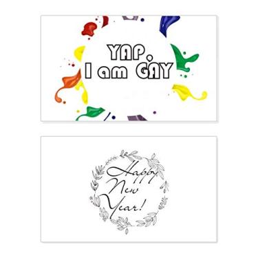 Imagem de LGBT Bandeira de arco-íris Yap I Am Men Ano Novo Festival Cartão de felicitações Bless Mensagem presente