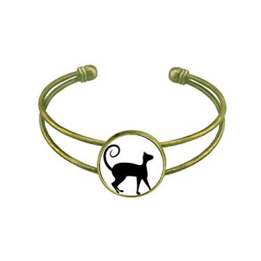 Imagem de Pet Lover Bracelete retrô com silhueta de animal de gato preto