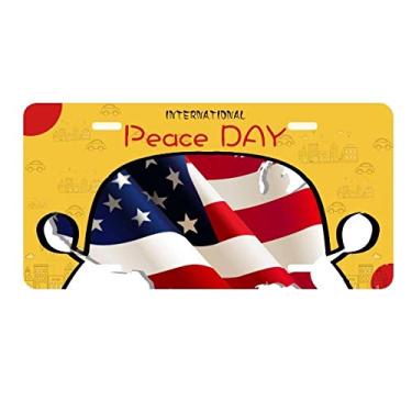 Imagem de DIYthinker Placa de carro com mapa da bandeira dos Estados Unidos com estrelas e listras