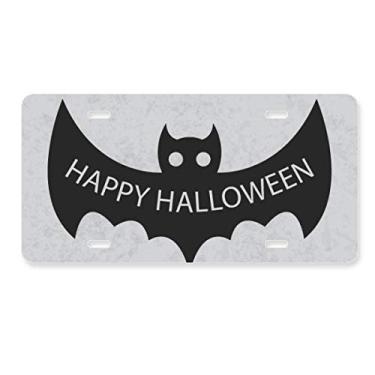 Imagem de DIYthinker Placa de licença Hallowmas Black Morcegos Feliz Dia das Bruxas Decoração de aço inoxidável
