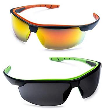 Imagem de Óculos Bike Ciclismo Esportivo Espelhado Neon Proteção Uv 400 2 Unidades