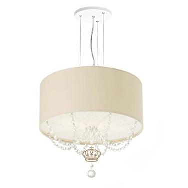 Imagem de Lustre Pendente Infantil Coroa Cúpula Cáqui 30X15 2E27