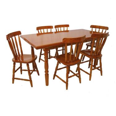Imagem de Mesa De Jantar 102LB E 06 Cadeiras 150LB Caramelo Brilho Piratini
