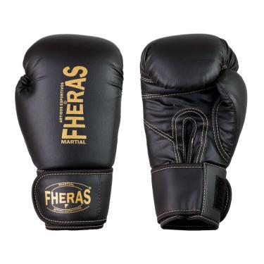 Imagem de Luva de Boxe Muay Thai mma Pro Black Golden Fheras 10Oz