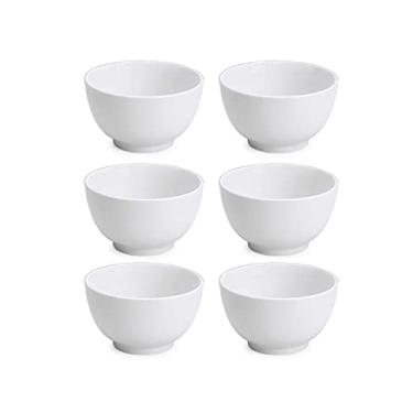 Imagem de Jogo 6 Tigelas de Porcelana Branca Bowl 510ml Cumbuca Japonesa