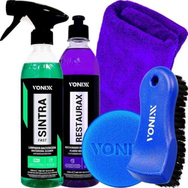 Imagem de Kit Restaura Plástico Restaurax Sintra Escova Média Vonixx
