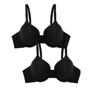 Imagem de Fruit of the Loom Sutiã feminino de algodão com vários pacotes - ultramacio, flexível e invisível sob camisetas, Matiz preta/matiz preta, 42DD