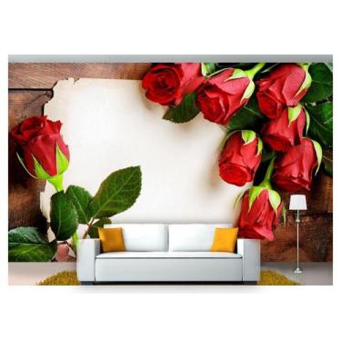 Imagem de Papel De Parede Flores Rosas Romantico 3D Nfl215 - Você Decora