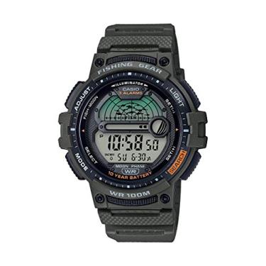 Imagem de Relógio de quartzo Casio com temporizador, para pesca, com pulseira de resina, Verde, Adult