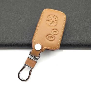 Imagem de WSWJDW Controle remoto 2/3/4 Botões Car Key Case Cover Chaveiro Ring Key Bag, apto para Toyota Tarago Rav4 Corolla Camry Celica Avalon, marrom 4 chave
