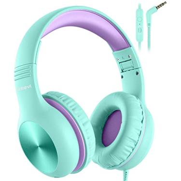 Imagem de Fones de ouvido infantis com microfone, fones de ouvido supra-auriculares para crianças com função de compartilhamento, 85dB/94db, limite de volume seguro, som HD, fone de ouvido para estudo on-line, escola, viagens, fone de ouvido para crianças [verde]