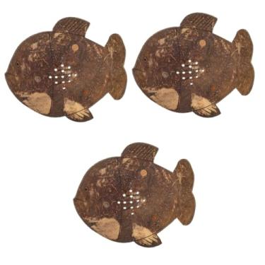 Imagem de Alipis 3 Pecas saboneteira de casca de coco sabonete decorativo recipientes de sabão bandeja de madeira xampu saboneteira para banho suporte para barra de sabonete Sudeste da Ásia decorar
