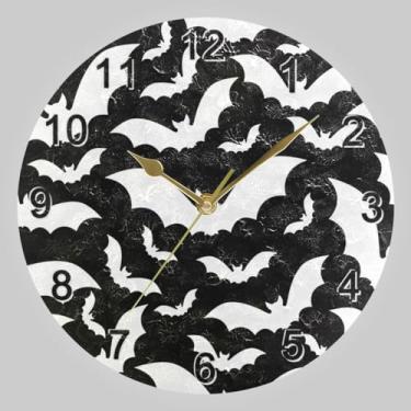 Imagem de CHIFIGNO Relógio circular redondo preto e branco, relógios decorativos, relógio de parede silencioso sem tique-taque para viver na parede