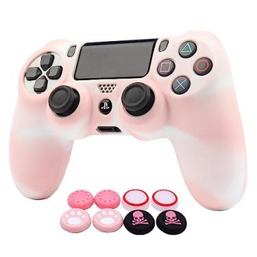 Imagem de Ralan Pink Controller Skin Protector - Silicone Cover Compatible with PS4 Slim/PS4 Pro Controller (6 Pro Thumb Grips, 2 Skull Cap Grips)(Camouflage Pink + White Pink)