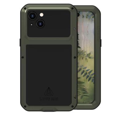 Imagem de LOVE MEI Capa para iPhone 15 Plus, capa rígida militar resistente à prova de choque à prova de poeira/sujeira à prova d'água de alumínio híbrido + silicone + vidro temperado capa dura para iPhone 15