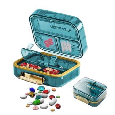 Imagem de Organizador diário de comprimidos, organizador portátil de remédios para viagem, estojo de comprimidos à prova de umidade, caixa dobrável para bolso para guardar vitaminas, óleo de fígado de bacalhau,