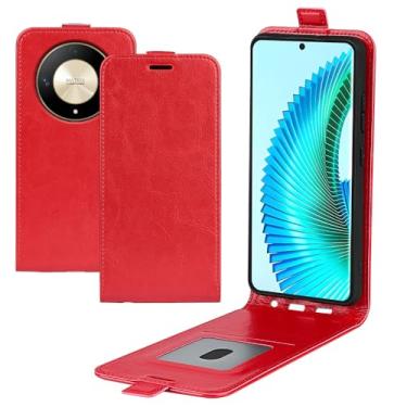 Imagem de Capa para Huawei Honor X50 5G, capa de telefone flip vertical fina de couro PU capa protetora com fecho magnético com slot para cartão para Huawei Honor Magic 6 Lite capa para Huawei Honor X9b