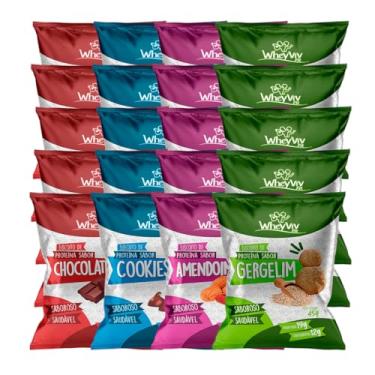 Imagem de Kit 20 Biscoitos WheyViv 4 Sabores - Gergelim, Chocolate, Cookies e Amendoim