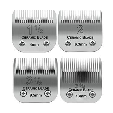 Imagem de Conjunto de 4 lâminas de substituição destacáveis profissionais, tamanho (1-1/2+#2+3-1/2+3-3/4) Comprimento de corte de 4 mm a 13 mm, compatível com Oster Classic 76/Andis AGC, BCC, BGC, MBG Series Clippers destacáveis