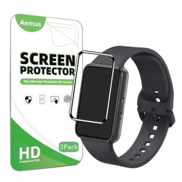 Imagem de Aemus Protetor de tela compatível com Galaxy FIT 3 Fitness Tracker (pacote com 3) Película protetora PMMA de cobertura total 3D para Smart Watch Fit 3 de 1,6 polegadas
