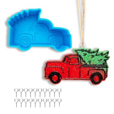 Imagem de Ornamentos para árvore de Natal, caminhonete, para árvore de Natal, molde de silicone Rifanda Car Freshie para contas aromáticas, freshies de carro, vela de sabão, cera de argila, gesso para decoração